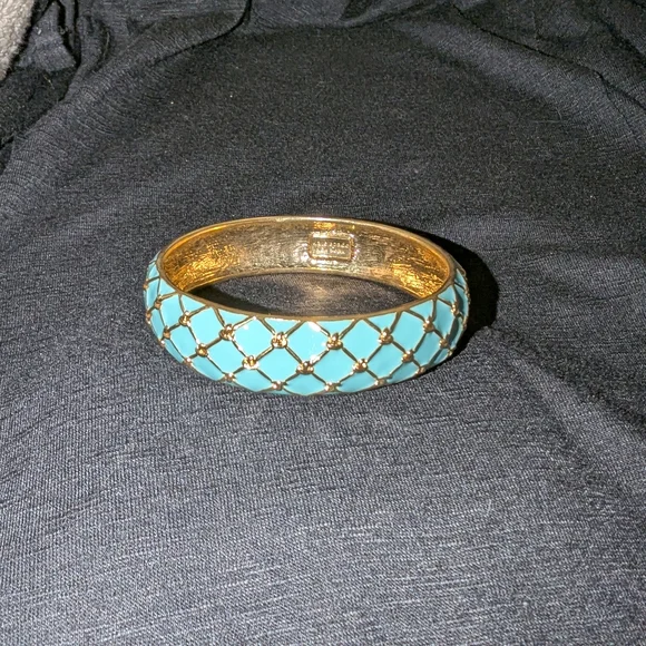 Kate Spade Cape Cod Mariner Blue Bangle Bracelet Gold Tone 8' - Picture 3 of 5